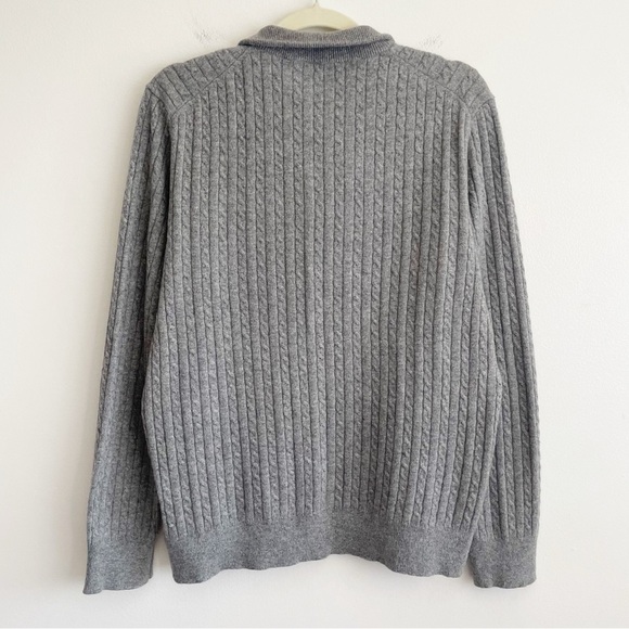 UNTUCKit Gray Cashmere Cable Knit 1/4 Button Pullover Sweater La Frenz medium M - Picture 3 of 12